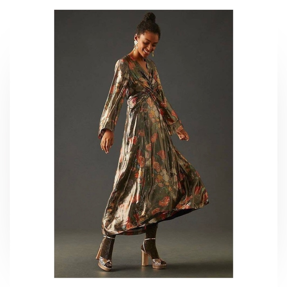 New Anthropologie Caballero Deep V-Neck Maxi Dress $248
